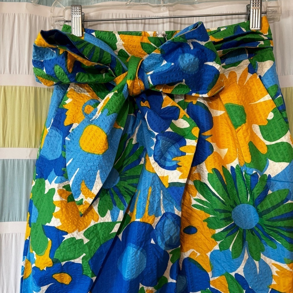 NWT J Crew Puckered Morning Floral Tie Waist Midi Skirt Size 0 Colorful Textured - Picture 4 of 10